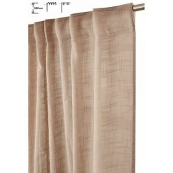 RIDEAUDISCOUNT Rideau Tamisant 135 X 300 Cm à Galon Fronceur Et Pattes Cachées Grande Hauteur Effet Lin Uni Taupe - Brun