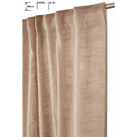 RIDEAUDISCOUNT Rideau Tamisant 135 X 300 Cm à Galon Fronceur Et Pattes Cachées Grande Hauteur Effet Lin Uni Taupe - Brun 1 RIDEAUDISCOUNT Rideau Tamisant 135 X 300 Cm à Galon Fronceur Et Pattes Cachées Grande Hauteur Effet Lin Uni Taupe - Brun