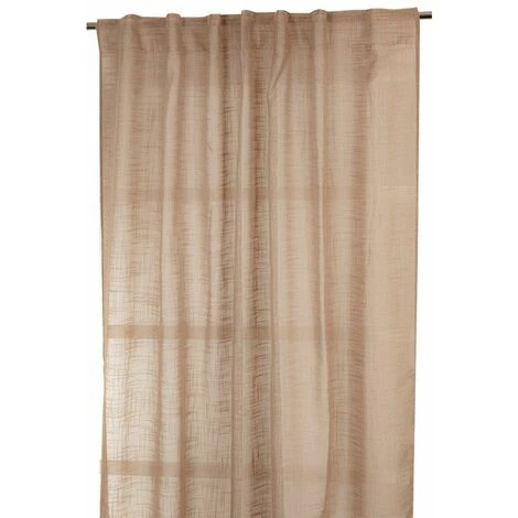 RIDEAUDISCOUNT Rideau Tamisant 135 X 300 Cm à Galon Fronceur Et Pattes Cachées Grande Hauteur Effet Lin Uni Taupe - Brun 2 RIDEAUDISCOUNT Rideau Tamisant 135 X 300 Cm à Galon Fronceur Et Pattes Cachées Grande Hauteur Effet Lin Uni Taupe - Brun – Image 2