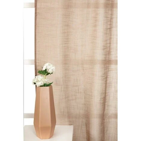 RIDEAUDISCOUNT Rideau Tamisant 135 X 300 Cm à Galon Fronceur Et Pattes Cachées Grande Hauteur Effet Lin Uni Taupe - Brun 3 RIDEAUDISCOUNT Rideau Tamisant 135 X 300 Cm à Galon Fronceur Et Pattes Cachées Grande Hauteur Effet Lin Uni Taupe - Brun – Image 3