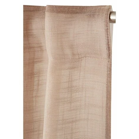 RIDEAUDISCOUNT Rideau Tamisant 135 X 300 Cm à Galon Fronceur Et Pattes Cachées Grande Hauteur Effet Lin Uni Taupe - Brun 4 RIDEAUDISCOUNT Rideau Tamisant 135 X 300 Cm à Galon Fronceur Et Pattes Cachées Grande Hauteur Effet Lin Uni Taupe - Brun – Image 4