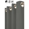 RIDEAUDISCOUNT Rideau Occultant Thermique Phonique 135 X 260 Cm à Oeillets Uni Gris Foncé - Gris
