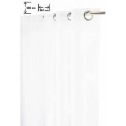 RIDEAUDISCOUNT Voilage 280 X 280 Cm Quatorze Oeillets Grande Hauteur Grande Largeur Effet Lisse Uni Blanc - Blanc
