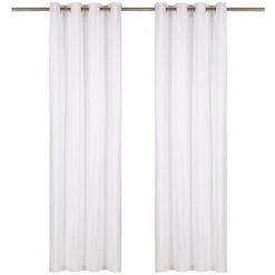 TRUE DEAL Rideaux Avec Anneaux En Métal 2 Pcs Coton 140x225 Cm Blanc