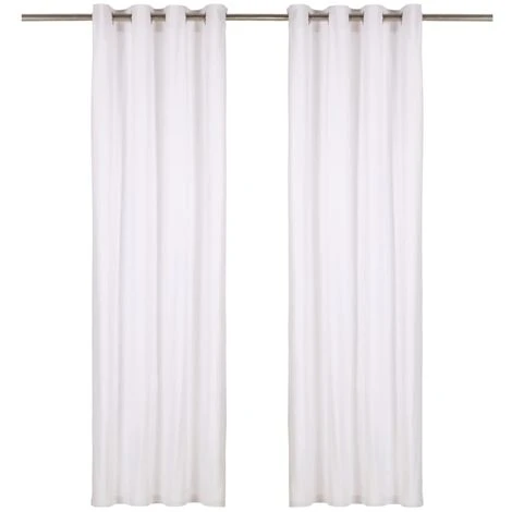 TRUE DEAL Rideaux Avec Anneaux En Métal 2 Pcs Coton 140x225 Cm Blanc -Rideau et tringle Soldes 2024 26659999 1