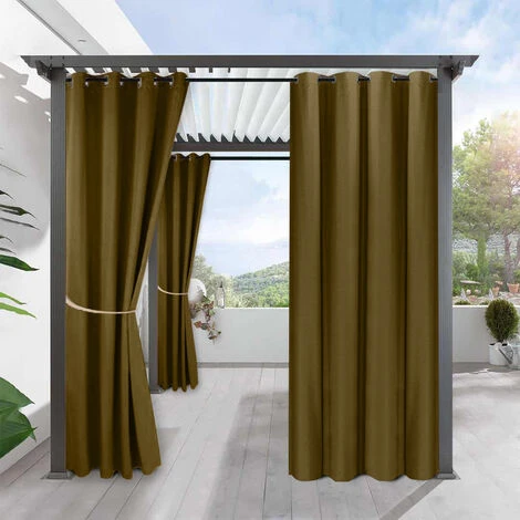 ASUPERMALL Rideaux Exterieurs De Pergola, Rideaux Exterieurs Occultants De Patio, Decor Exterieur Impermeable Avec Oeillet Antirouille Pour Pergola/Porche, 2 Panneaux, 134Cm*160Cm, Cafe 3 ASUPERMALL Rideaux Exterieurs De Pergola, Rideaux Exterieurs Occultants De Patio, Decor Exterieur Impermeable Avec Oeillet Antirouille Pour Pergola/Porche, 2 Panneaux, 134Cm*160Cm, Cafe – Image 3