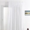 HOMEMAISON Rideau Voilage Classique Uni Polyester-lin Avec Bas Plombé Blanc 240 X 240 Cm - Blanc