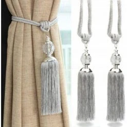 BETTERLIFE 1 Paire De Cravate De Rideau En Cristal Pompon Corde Boucle De Rideau Cravate / Pompon Fenêtre Coton Corde Cravate Boule (gris) -Rideau et tringle Soldes 2024 27025470 3
