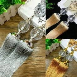 BETTERLIFE 1 Paire De Cravate De Rideau En Cristal Pompon Corde Boucle De Rideau Cravate / Pompon Fenêtre Coton Corde Cravate Boule (gris) -Rideau et tringle Soldes 2024 27025470 4