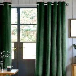 THEDECOFACTORY VELOURS - <p>Rideau Toucher Velours Vert Foncé 140x250 - Vert Foncé
