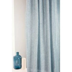 RIDEAUDISCOUNT Rideau Chiné 200 X 270 Cm Grande Largeur Grande Hauteur Galon Fronceur Effet Lin Naturel Bleu - Bleu -Rideau et tringle Soldes 2024 27151553 3