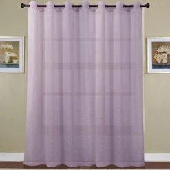 BEST INTERIOR Voilage Grande Largeur Rayures Brillantes Mauve 300x240cm - Mauve