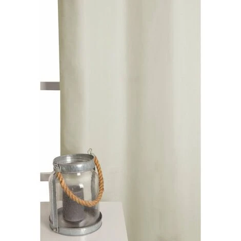 RIDEAUDISCOUNT Rideau Occultant Thermique 135 X 260 Cm à Oeillets Aspect Coton Uni Ecru - Ecru 3 RIDEAUDISCOUNT Rideau Occultant Thermique 135 X 260 Cm à Oeillets Aspect Coton Uni Ecru - Ecru – Image 3