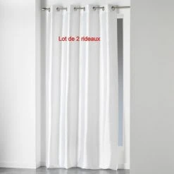 DOUCEUR D'INTRIEUR Lot De 2 Rideaux A Oeillets 140 X 240 Cm Shantung Uni Shana Blanc - Blanc