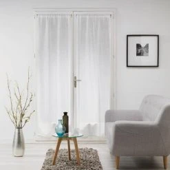DOUCEUR D'INTRIEUR Paire Droite Passe Tringle 2 X 70 X 200 Cm Voile Tisse Milza Blanc - Blanc