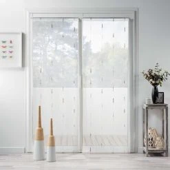 DOUCEUR D'INTÉRIEUR Paire Droite Passe Tringle 2x70x200 Cm Voile Sable Fil Chenille Chenilla Naturel - Naturel