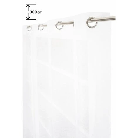 RIDEAUDISCOUNT Voilage 140 X 280 Cm à Oeillets Grande Hauteur Effet Lin Uni Blanc - Blanc 1 RIDEAUDISCOUNT Voilage 140 X 280 Cm à Oeillets Grande Hauteur Effet Lin Uni Blanc - Blanc