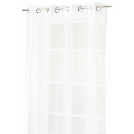 RIDEAUDISCOUNT Voilage 140 X 280 Cm à Oeillets Grande Hauteur Effet Lin Uni Blanc - Blanc 2 RIDEAUDISCOUNT Voilage 140 X 280 Cm à Oeillets Grande Hauteur Effet Lin Uni Blanc - Blanc – Image 2