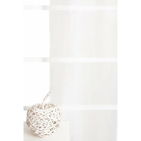 RIDEAUDISCOUNT Voilage 140 X 280 Cm à Oeillets Grande Hauteur Effet Lin Uni Blanc - Blanc 3 RIDEAUDISCOUNT Voilage 140 X 280 Cm à Oeillets Grande Hauteur Effet Lin Uni Blanc - Blanc – Image 3