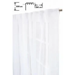 RIDEAUDISCOUNT Voilage 280 X 300 Cm Galon Fronceur Pattes Cachées Grande Largeur Grande Hauteur Effet Naturel Uni Blanc - Blanc