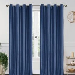 BEST INTERIOR Paire De Rideaux Occultant Maille Bleu 140x260cm - Bleu