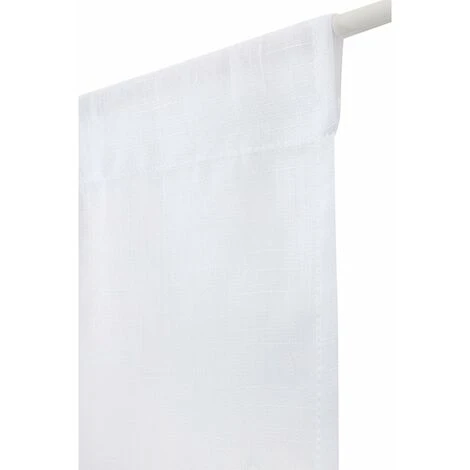 RIDEAUDISCOUNT Vitrage 60 X 160 Cm Passe Tringle Effet Lin Grosse Trame Uni Blanc - Blanc 1 RIDEAUDISCOUNT Vitrage 60 X 160 Cm Passe Tringle Effet Lin Grosse Trame Uni Blanc - Blanc