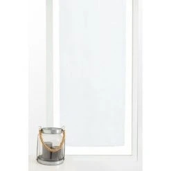 RIDEAUDISCOUNT Vitrage 60 X 180 Cm Passe Tringle Effet Lin Grosse Trame Uni Blanc - Blanc -Rideau et tringle Soldes 2024 27876779 3