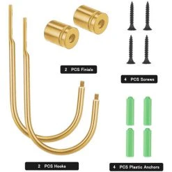 LONGZIMING 2 Pièces De Retenue De Rideau En Métal, Embrasses De Draperie Décoratives Murales Avec Vis, Retenues De Traitement De Fenêtre Robustes Pour La Décoration Intérieure, Doré -Rideau et tringle Soldes 2024 28030823 5