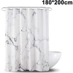 LONGZIMING Rideau De Douche En Marbre, Anti-moisissure, Antibactérien, Imperméable En Polyester Avec 12 Anneaux De Rideau De Douche Impression Numérique 3D, Rideaux De Douche Pour Baignoire Et Douche Dans La Salle De Bain, 180 * 200CM
