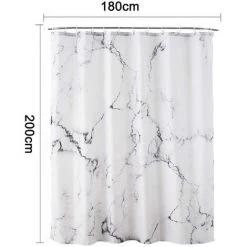 LONGZIMING Rideau De Douche En Marbre, Anti-moisissure, Antibactérien, Imperméable En Polyester Avec 12 Anneaux De Rideau De Douche Impression Numérique 3D, Rideaux De Douche Pour Baignoire Et Douche Dans La Salle De Bain, 180 * 200CM -Rideau et tringle Soldes 2024 28051031 5