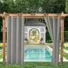Kueatily Rideaux D'extérieur Jardin Patio Gazebo Rideau Occultant Coupe-vent Protection UV Résistant à La Moisissure, Rideaux Isolation Thermique Avec ?illet, L 132cm X H 213 Cm, 2 Panneaux, Gris Clair