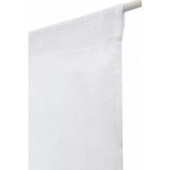 RIDEAUDISCOUNT Vitrage 70 X 210 Cm Passe Tringle Effet Lin Petite Trame Uni Blanc - Blanc