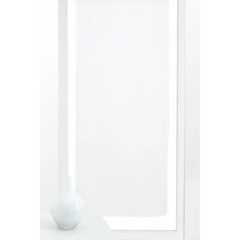 RIDEAUDISCOUNT Vitrage 70 X 210 Cm Passe Tringle Effet Lin Petite Trame Uni Blanc - Blanc 3 RIDEAUDISCOUNT Vitrage 70 X 210 Cm Passe Tringle Effet Lin Petite Trame Uni Blanc - Blanc – Image 3