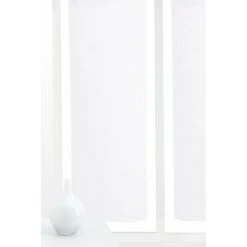 RIDEAUDISCOUNT Paire De Vitrages 60 X 180 Cm Passe Tringle Effet Lin Petite Trame Uni Blancs - Blanc -Rideau et tringle Soldes 2024 28192517 3
