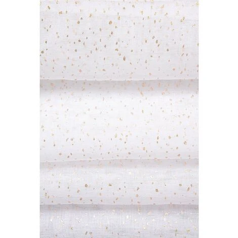 RIDEAUDISCOUNT Vitrage 80 X 160 Cm Passe Tringle Effet Lin Naturel Imprimé De Points Effet Feuille D'Or Blanc - Blanc 4 RIDEAUDISCOUNT Vitrage 80 X 160 Cm Passe Tringle Effet Lin Naturel Imprimé De Points Effet Feuille D'Or Blanc - Blanc – Image 4