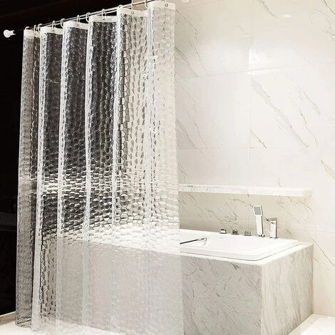 BRIDAY Rideau De Douche 180x200cm 100% EVA Semi-Transparent Imperméable Anti-moisissure, Sans PVC, 0.2mm D'épaisseur 3D Eau Cube Avec 12 Anneaux Salle De Bain Rideau Pour Salle De Bains 1 BRIDAY Rideau De Douche 180x200cm 100% EVA Semi-Transparent Imperméable Anti-moisissure, Sans PVC, 0.2mm D'épaisseur 3D Eau Cube Avec 12 Anneaux Salle De Bain Rideau Pour Salle De Bains