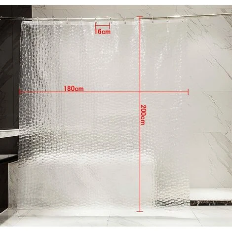 BRIDAY Rideau De Douche 180x200cm 100% EVA Semi-Transparent Imperméable Anti-moisissure, Sans PVC, 0.2mm D'épaisseur 3D Eau Cube Avec 12 Anneaux Salle De Bain Rideau Pour Salle De Bains 2 BRIDAY Rideau De Douche 180x200cm 100% EVA Semi-Transparent Imperméable Anti-moisissure, Sans PVC, 0.2mm D'épaisseur 3D Eau Cube Avec 12 Anneaux Salle De Bain Rideau Pour Salle De Bains – Image 2