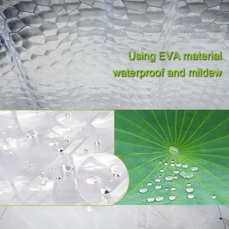 BRIDAY Rideau De Douche 180x200cm 100% EVA Semi-Transparent Imperméable Anti-moisissure, Sans PVC, 0.2mm D'épaisseur 3D Eau Cube Avec 12 Anneaux Salle De Bain Rideau Pour Salle De Bains 4 BRIDAY Rideau De Douche 180x200cm 100% EVA Semi-Transparent Imperméable Anti-moisissure, Sans PVC, 0.2mm D'épaisseur 3D Eau Cube Avec 12 Anneaux Salle De Bain Rideau Pour Salle De Bains – Image 4