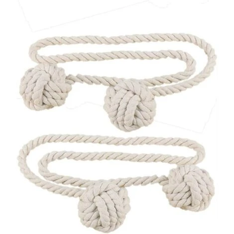 Triomphe Décoration De Fenêtre Cravate Boule En Coton Tissé à La Main Cravate Suspendue Décoration De Boule Accessoires De Rideau Créatif 2 Pièces Blanc Cassé + Corde à Cravate 1 Paire 2 Triomphe Décoration De Fenêtre Cravate Boule En Coton Tissé à La Main Cravate Suspendue Décoration De Boule Accessoires De Rideau Créatif 2 Pièces Blanc Cassé + Corde à Cravate 1 Paire – Image 2