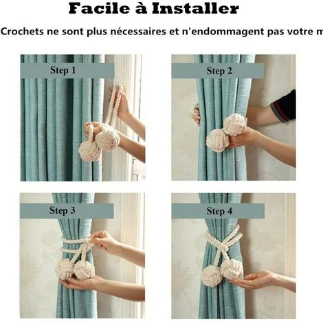 Triomphe Décoration De Fenêtre Cravate Boule En Coton Tissé à La Main Cravate Suspendue Décoration De Boule Accessoires De Rideau Créatif 2 Pièces Blanc Cassé + Corde à Cravate 1 Paire 5 Triomphe Décoration De Fenêtre Cravate Boule En Coton Tissé à La Main Cravate Suspendue Décoration De Boule Accessoires De Rideau Créatif 2 Pièces Blanc Cassé + Corde à Cravate 1 Paire – Image 5