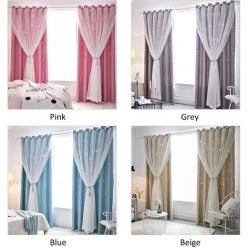 HAPPYSHOPPING Rideau En Etoile Creuse, Tissu De Rideau Occultant Complet En Fil Double Couche De Dentelle, Gris 1 M * 2 M Deux Pieces 8 HAPPYSHOPPING Rideau En Etoile Creuse, Tissu De Rideau Occultant Complet En Fil Double Couche De Dentelle, Gris 1 M * 2 M Deux Pieces -Rideau et tringle Soldes 2024 28767858 4
