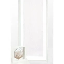 RIDEAUDISCOUNT Vitrage 70 X 210 Cm Passe Tringle Effet Lin Imprimé Fines Rayures Verticales Fil Lurex Argenté Blanc - Blanc -Rideau et tringle Soldes 2024 28926375 3