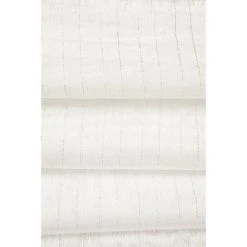 RIDEAUDISCOUNT Vitrage 70 X 210 Cm Passe Tringle Effet Lin Imprimé Fines Rayures Verticales Fil Lurex Argenté Blanc - Blanc -Rideau et tringle Soldes 2024 28926375 4