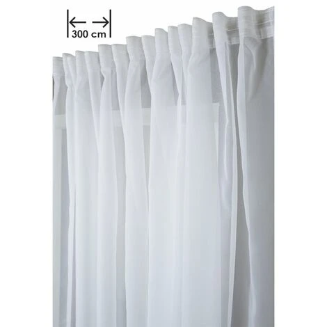 RIDEAUDISCOUNT Voilage 300 X 160 Cm à Galon Fronceur Grande Largeur Lisse Transparent Uni Blanc - Blanc 1 RIDEAUDISCOUNT Voilage 300 X 160 Cm à Galon Fronceur Grande Largeur Lisse Transparent Uni Blanc - Blanc