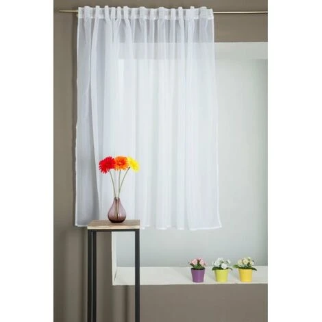 RIDEAUDISCOUNT Voilage 300 X 160 Cm à Galon Fronceur Grande Largeur Lisse Transparent Uni Blanc - Blanc 2 RIDEAUDISCOUNT Voilage 300 X 160 Cm à Galon Fronceur Grande Largeur Lisse Transparent Uni Blanc - Blanc – Image 2