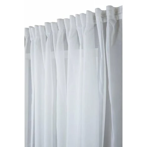 RIDEAUDISCOUNT Voilage 300 X 160 Cm à Galon Fronceur Grande Largeur Lisse Transparent Uni Blanc - Blanc 4 RIDEAUDISCOUNT Voilage 300 X 160 Cm à Galon Fronceur Grande Largeur Lisse Transparent Uni Blanc - Blanc – Image 4