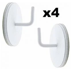 ATELIERS 28 Supports Adhésifs Ronds Métal Idéal Tringle Extensible Ronde D7 Ou 10 Lot De 2 Ou 4 (Blanc, 4)