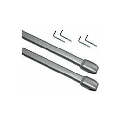 ATELIERS 28 Tringles De Vitrage Extensibles - Plate/Ovale - Métal - Lot De 2 30 X 50 Cm Gris