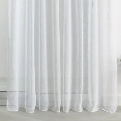 HOMEMAISON Voilage Effet Lin à Galon Fronceur Blanc 290 X 180 Cm - Blanc -Rideau et tringle Soldes 2024 29782132 3