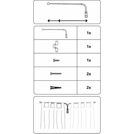 GARDINIA Tringle à Rideau Pivotante, Barre En Métal Avec Matériel De Fixation Inclus, Barre Extensible, Distance Mur: 1,5 Cm, Longueur: 55-85 Cm, Effet Inox 2 GARDINIA Tringle à Rideau Pivotante, Barre En Métal Avec Matériel De Fixation Inclus, Barre Extensible, Distance Mur: 1,5 Cm, Longueur: 55-85 Cm, Effet Inox – Image 2